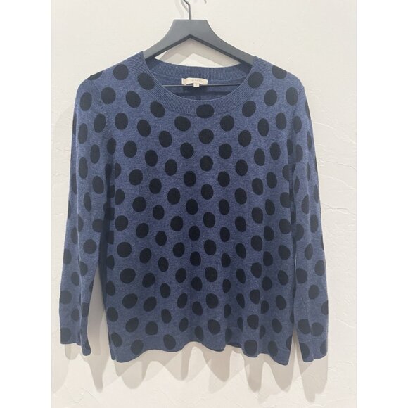 Hobbs London Blue Pok-a-dot Wool Cashmere Sweater Size medium - Picture 2 of 11